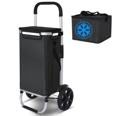 Chariot de course pliable aluminium 2 roues avec sac isotherme noir VOUNOT