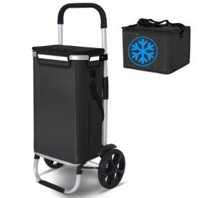 Chariot de course pliable aluminium 2 roues avec sac isotherme noir VOUNOT