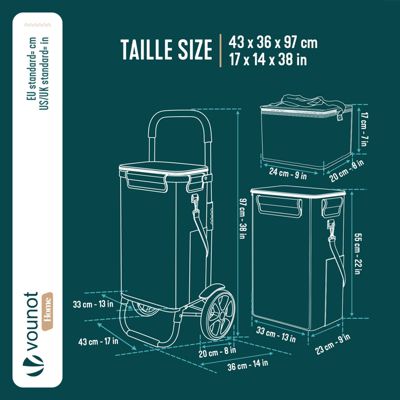 Chariot de course pliable aluminium 2 roues avec sac isotherme noir VOUNOT