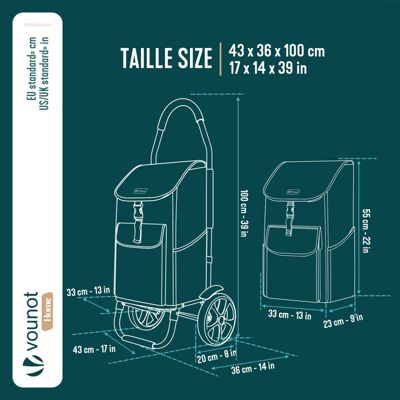 Chariot de course pliable aluminium 2 roues noir VOUNOT