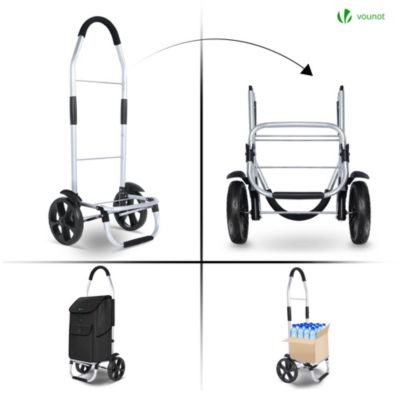 Chariot de course pliable aluminium 2 roues noir VOUNOT