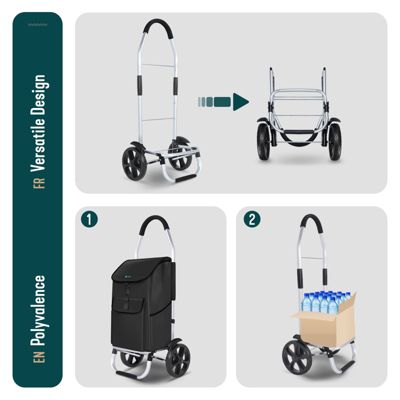 Chariot de course pliable aluminium 2 roues noir VOUNOT