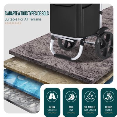 Chariot de course pliable aluminium 2 roues noir VOUNOT