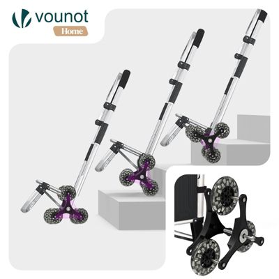 Chariot de course pliable monte escalier aluminium avec crochets noir VOUNOT