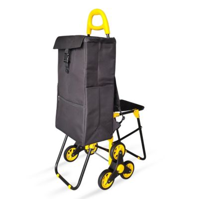Chariot de courses pliable avec siege Jaune VOUNOT