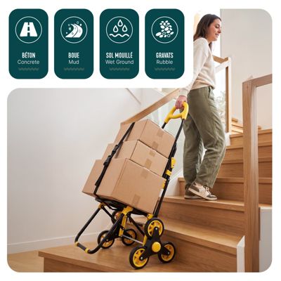 Chariot de courses pliable avec siege Jaune VOUNOT