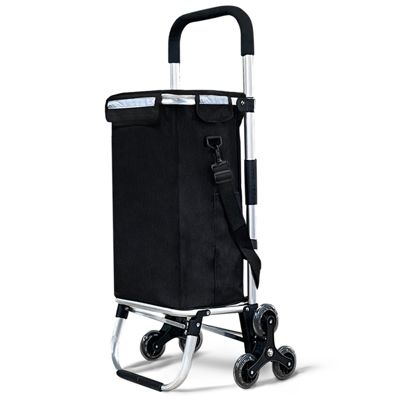 Chariot de courses pliable monte escalier aluminium avec sac isotherme noir VOUNOT