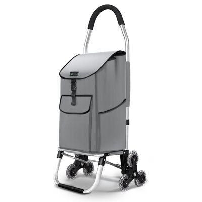 Chariot de courses pliable monte escalier aluminium gris VOUNOT