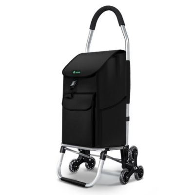 Chariot de courses pliable monte escalier aluminium noir VOUNOT