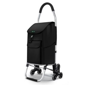 Chariot de courses pliable monte escalier aluminium noir VOUNOT