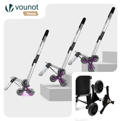 Chariot de courses pliable monte escalier aluminium noir VOUNOT