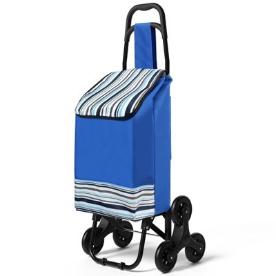 Chariot de courses pliable monte escalier bleu VOUNOT