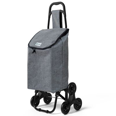 Chariot de courses pliable monte escalier style oxford gris VOUNOT