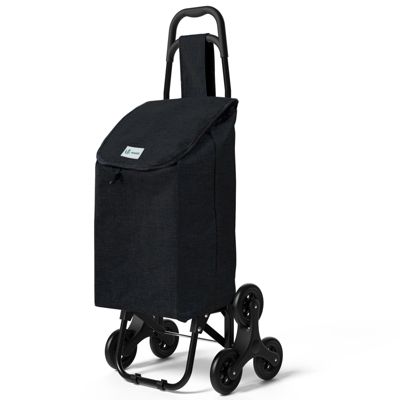 Chariot de courses pliable monte escalier style oxford noir VOUNOT