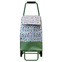 Chariot de courses pliable sac 40 litres coloris vert à pois l.30 x P.37 x H.97 cm