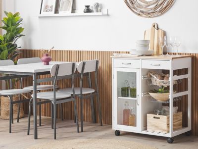 Chariot de cuisine  enbois d'ingénierie blanc BOVES