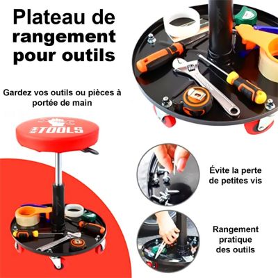 Chariot de garagiste BM TOOLS BMT-STOOL siège pivotant Hauteur réglable, à roulettes / Supports OUTILS - Réparation Automobile