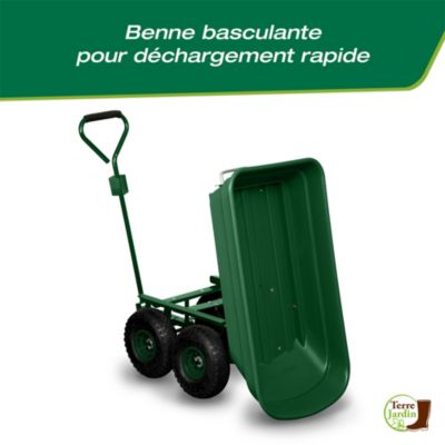 Chariot de jardin 4 roues - 52 litres capacité 120 kg