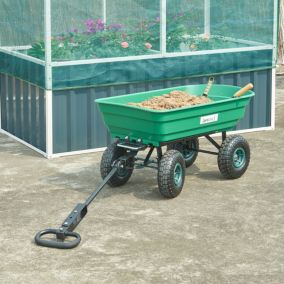 Chariot de jardin Corfinio benne basculante capacité de charge 250 kg vert noir pro.tec