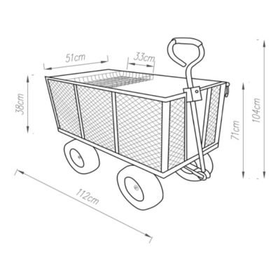 Chariot de jardin Corropoli parois latérales rabattables capacité de charge 550 kg noir jaune pro.tec