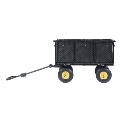 Chariot de jardin Corropoli parois latérales rabattables capacité de charge 550 kg noir jaune pro.tec