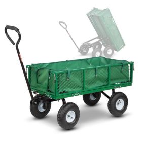 Chariot de jardin en acier avec bâche amovible et benne basculante  108 x 50 x 95cm - Elem Garden