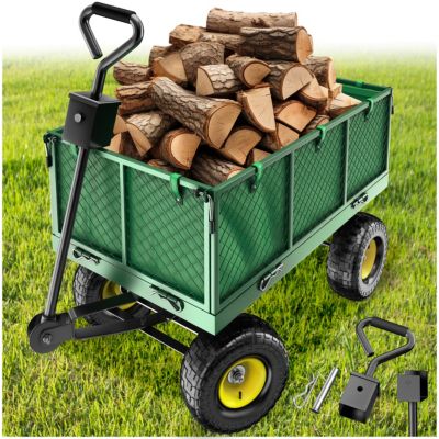 Chariot de jardin en métal parois rabattables vert, 550 kg