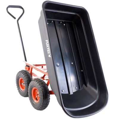 Chariot de jardin - FUXTEC FX-KW2175 - 4 roues, benne basculante, transport, 300 kg chantier