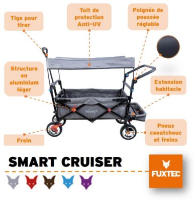 Chariot de jardin pliable Gris - FUXTEC Smart Cruiser - transport charge 75 kg