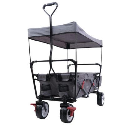Chariot Pliable Fuxtec City Cruiser – 75 Kg, Toit Anti-UV, Freins, Roues Larges, Certifié TÜV, Pour Enfants, Plage, Jardin, Camping