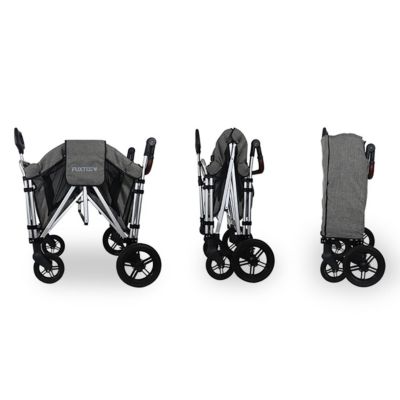 Chariot de jardin pliable Gris Premium - FUXTEC Family Cruiser - Banquettes amovibles 4 places transport charge 75 kg