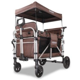 Chariot de jardin pliable Marron - FUXTEC Family Cruiser - Banquettes amovibles 4 places transport charge 75 kg