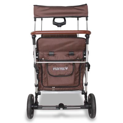 Chariot de jardin pliable Marron - FUXTEC Family Cruiser - Banquettes amovibles 4 places transport charge 75 kg