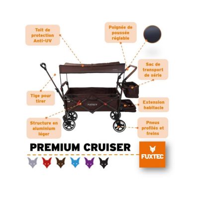 Chariot de jardin pliable Marron - FUXTEC Premium Cruiser - transport charge 75 kg