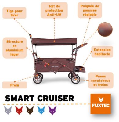 Chariot de jardin pliable Marron - FUXTEC Smart Cruiser - transport charge 75 kg