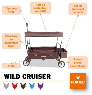 Chariot de jardin pliable Marron - FUXTEC Wild Cruiser - transport charge 75 kg