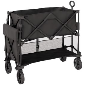 Chariot de jardin pliable multi-rangement max. 200 Kg - poignée teslescopique - roues tout terrain noir