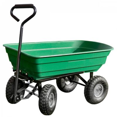 Chariot de jardin, remorque de transport à roulettes - 75 L - 260 Kg - Vert - Linxor