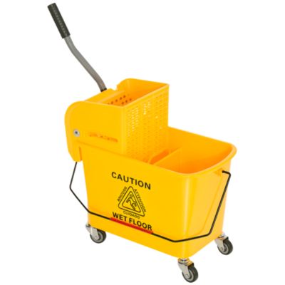 Chariot de nettoyage lavage seau de ménage 20 L avec essoreur et séparateur eau sale propre jaune