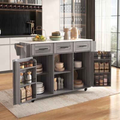 Chariot De Rangement 4 Tiroirs Sur Roulettes - Plateau Bois - Gris - Pour Cuisine, Salon, Bureau - 3