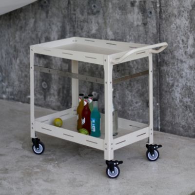 Chariot de service d'extérieur Bard acier 72 x 77 x 38 cm champagne casa.pro