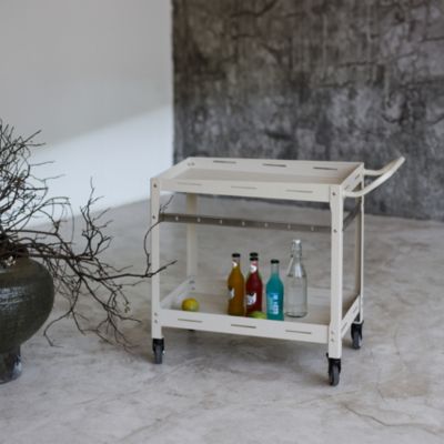 Chariot de service d'extérieur Bard acier 72 x 77 x 38 cm champagne casa.pro