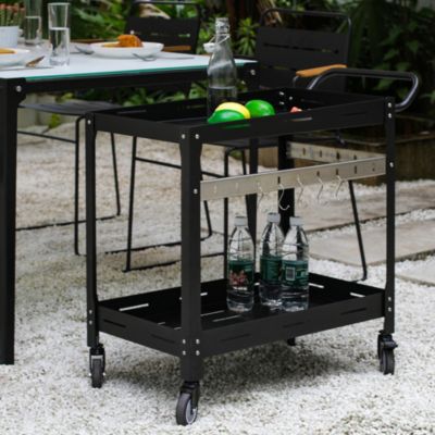 Chariot de service d'extérieur Bard acier 72 x 77 x 38 cm noir casa.pro