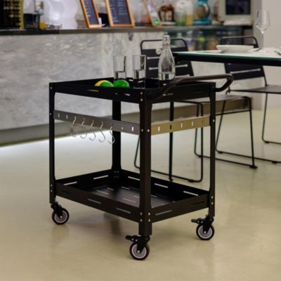 Chariot de service d'extérieur Bard acier 72 x 77 x 38 cm noir casa.pro