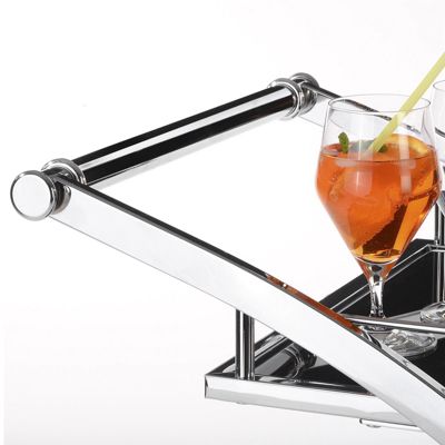 Chariot de service EVO, en métal chromé et plateaux en verre trempé noir