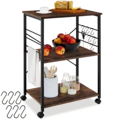 Chariot de service style industriel Bois foncé industriel, rustique