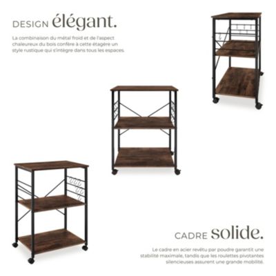 Chariot de service style industriel Bois foncé industriel, rustique
