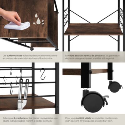 Chariot de service style industriel Bois foncé industriel, rustique