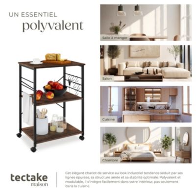 Chariot de service style industriel Bois foncé industriel, rustique