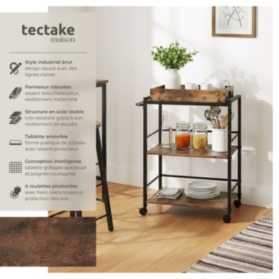 Chariot de service style industriel Bois foncé industriel, rustique